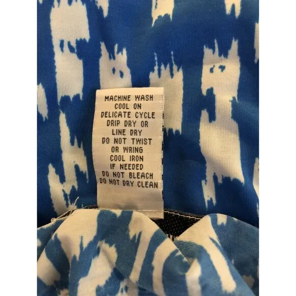 Cathy Daniels Blue/White  Geometric Print Short Sleeve Shirt Women’s Size Large - Picture 6 of 6